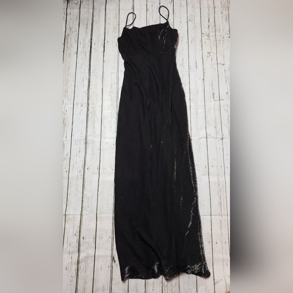 Long shimmery silver black party / new years dress